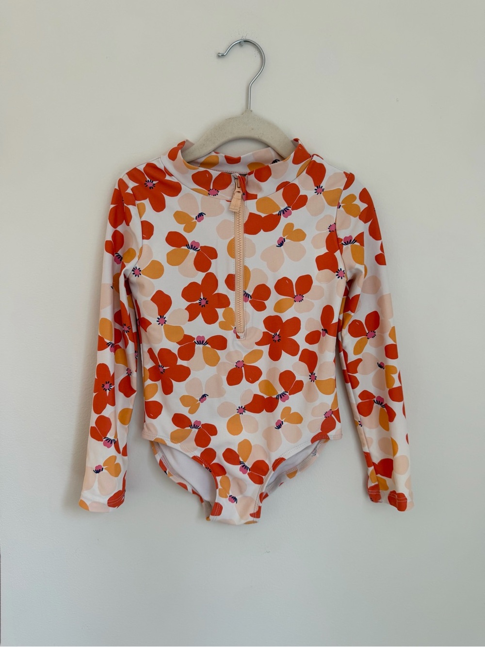 Carter’s Retro Floral Long-Sleeve Rash Guard Swimsuit (Size 4)